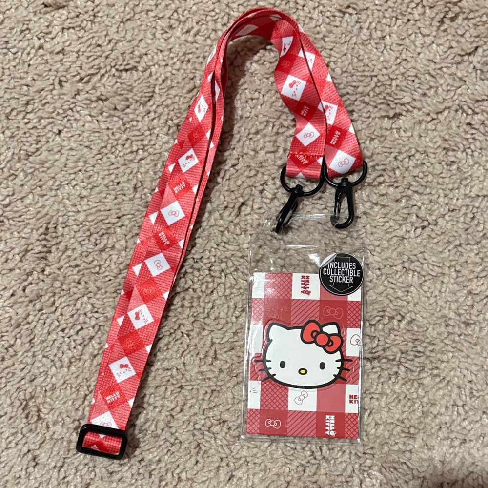 Red Hello Kitty Lanyard with ID Holder